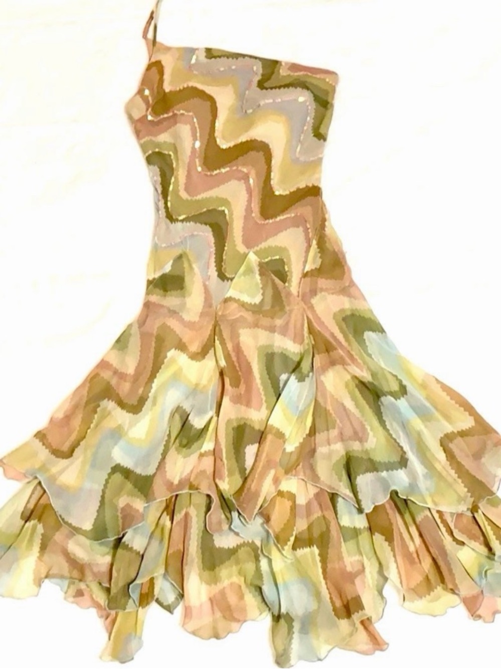 BCBGMAXAZRIA One Shoulder Embellished Sequin 100% Silk Cocktail Summer Dress